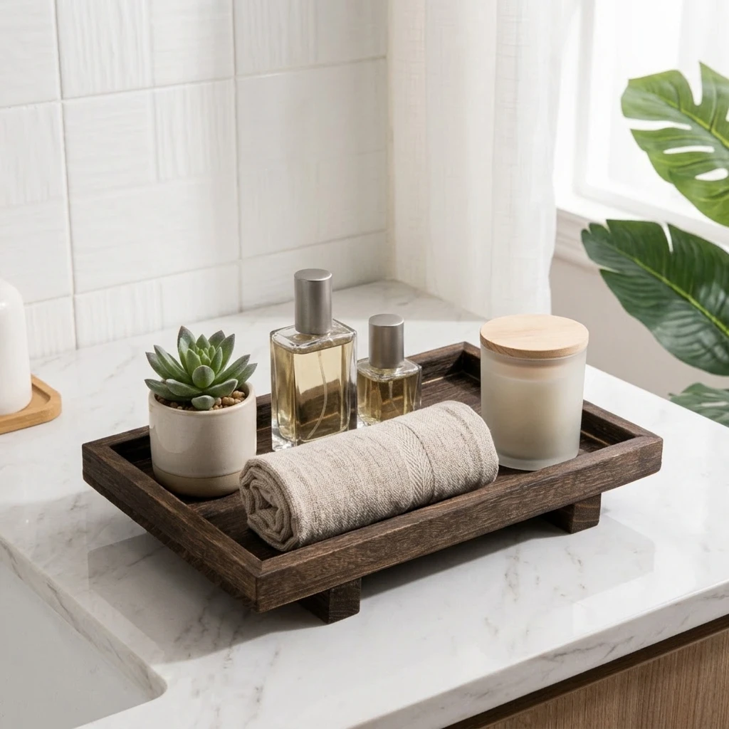 Retro drewniana taca do przech – Home Edit Bathroom Storage recenzja i cena